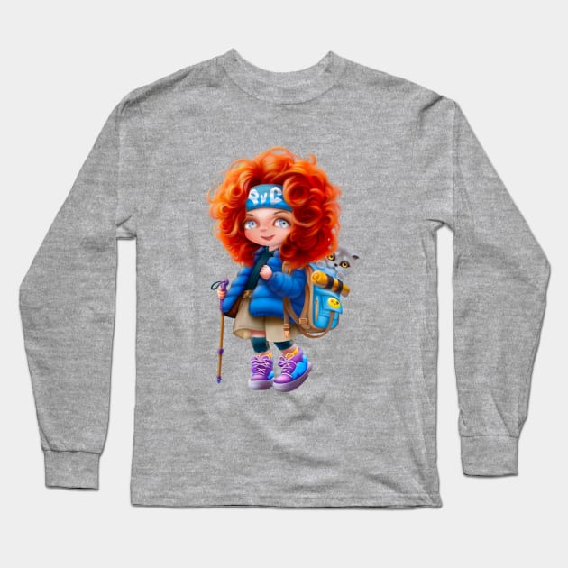 A red-haired curly girl Long Sleeve T-Shirt by NataGruppi